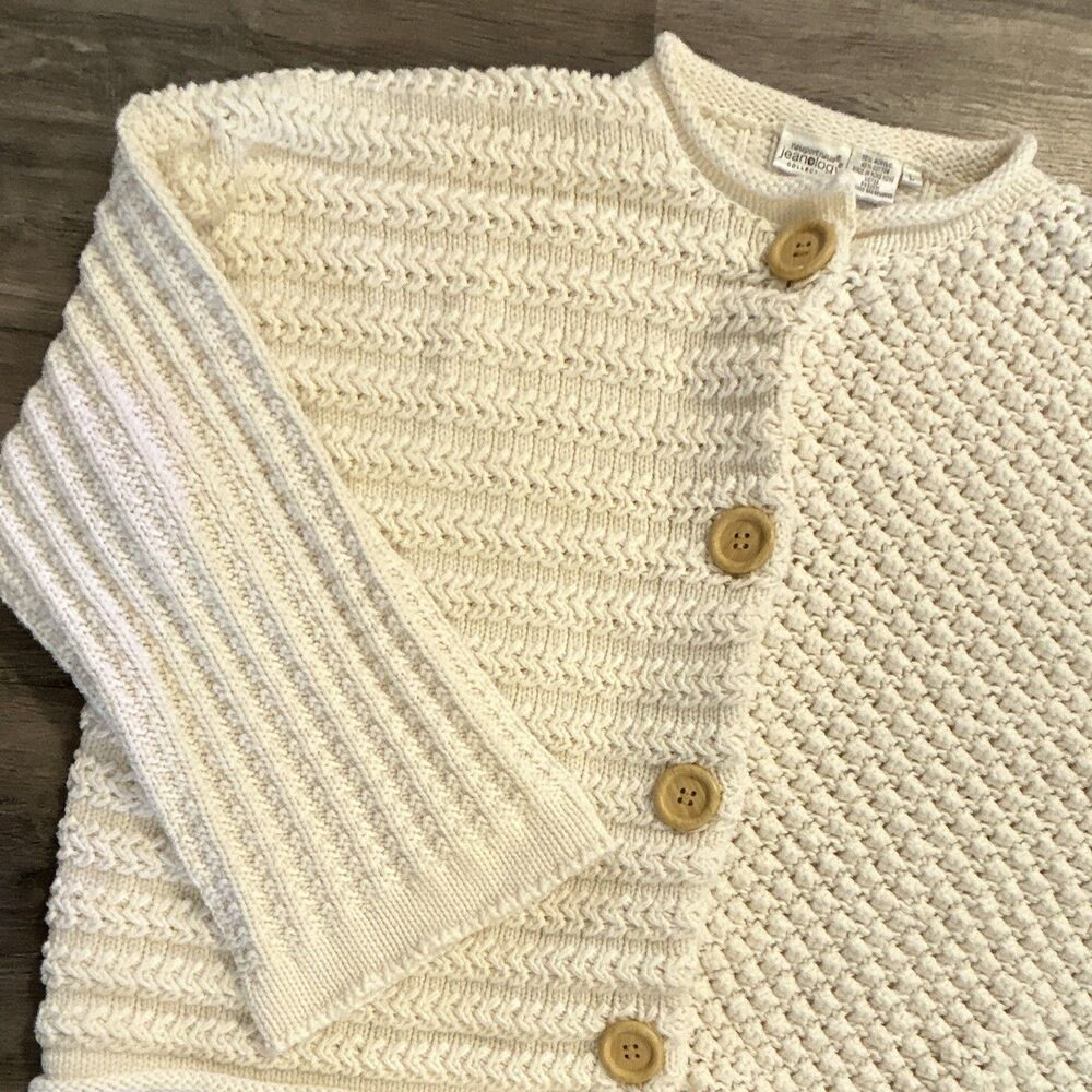 Newport News Cream Chunky Knit oversized sweater Size Large Lagenlook Grandma